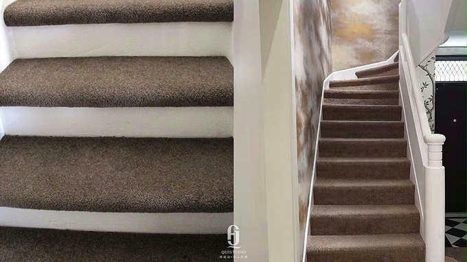 楼梯满铺单色地毯