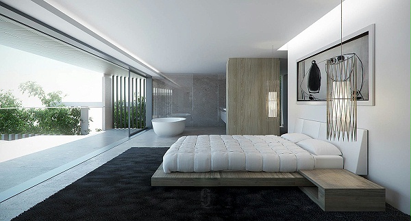 卧室地毯,纯手工地毯,进口羊毛地毯,现代简约风格卧室地毯定制